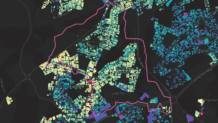 House price heatmap showing property values across Bristol