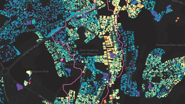 House price heatmap showing property values across Bristol