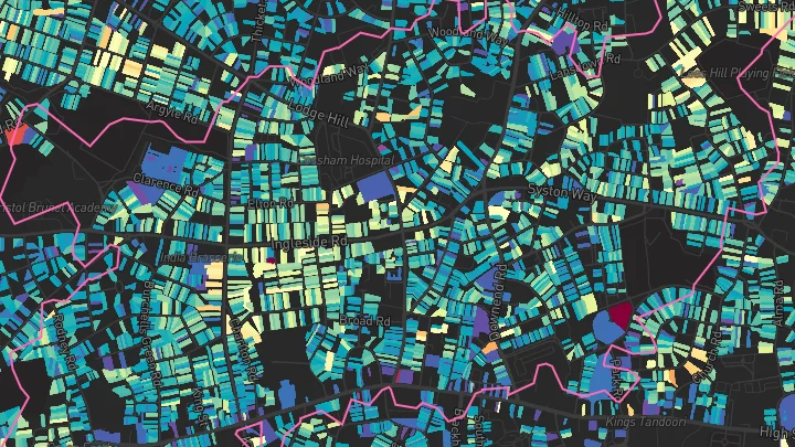 House price heatmap showing property values across Kingswood