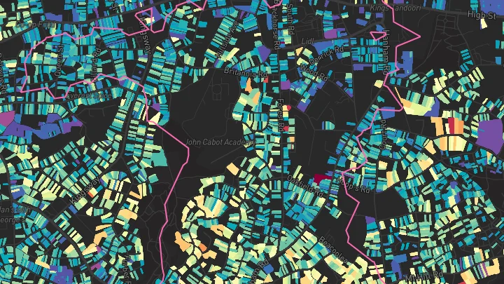 House price heatmap showing property values across Kingswood