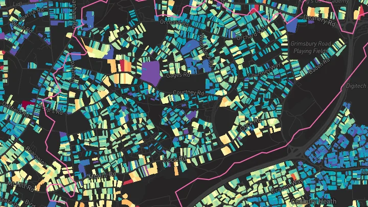 House price heatmap showing property values across Kingswood