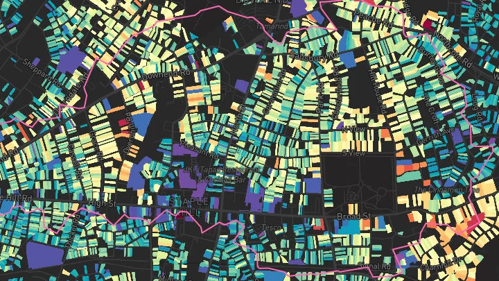 House price heatmap showing property values across Staple Hill