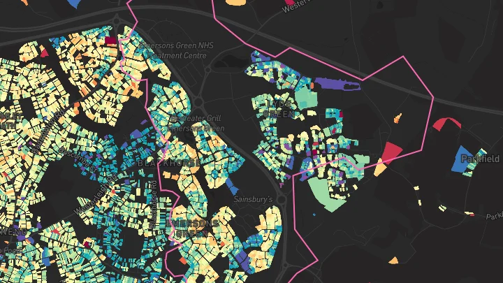 House price heatmap showing property values across Emersons Green