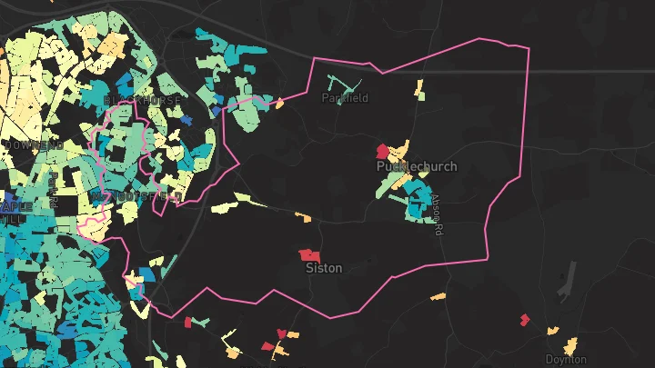 House price heatmap showing property values across Mangotsfield