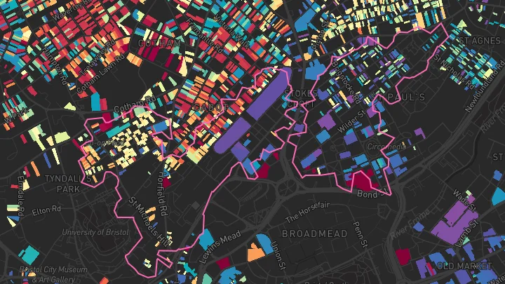 House price heatmap showing property values across Bristol