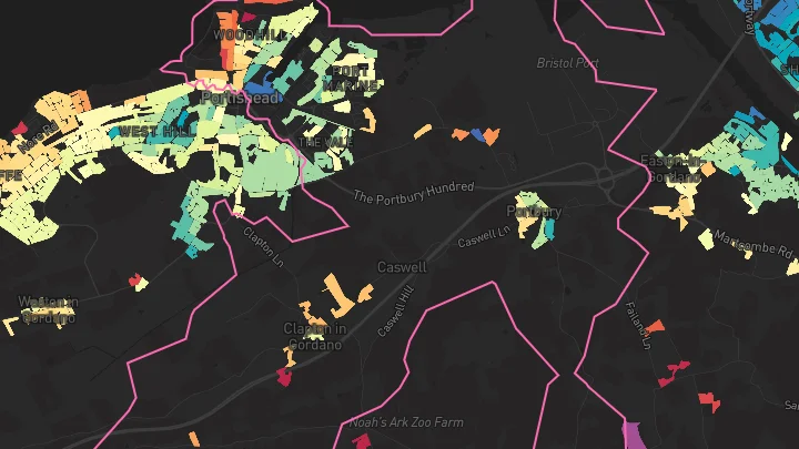 House price heatmap showing property values across Portishead