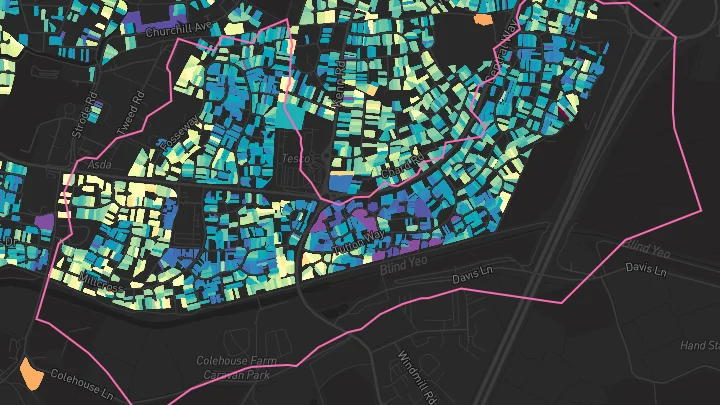 House price heatmap showing property values across Clevedon
