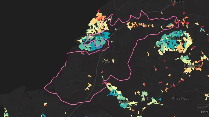House price heatmap showing property values across Clevedon