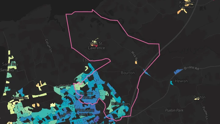 House price heatmap showing property values across Weston-Super-Mare