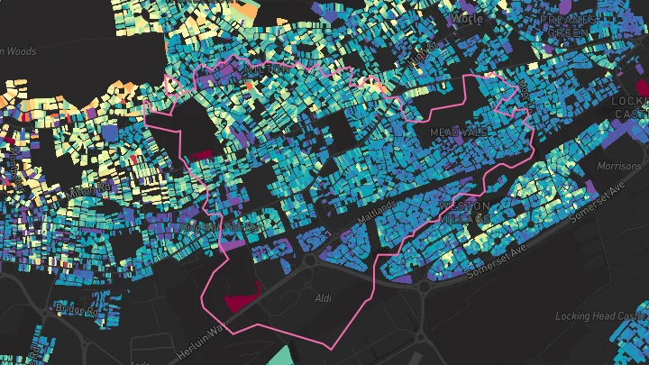 House price heatmap showing property values across Weston-Super-Mare