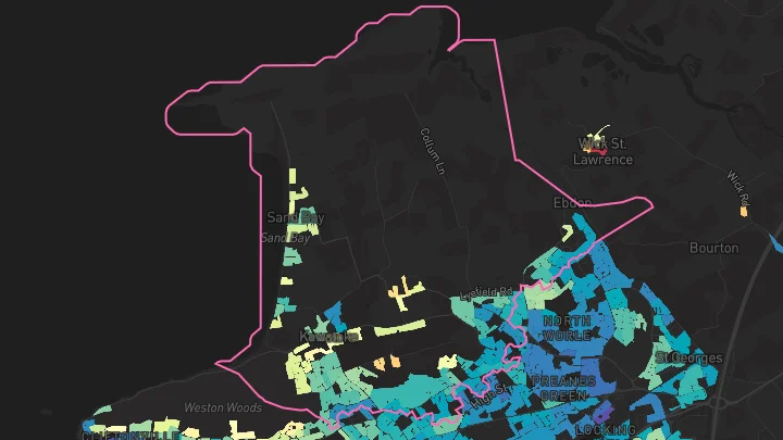 House price heatmap showing property values across Weston-Super-Mare
