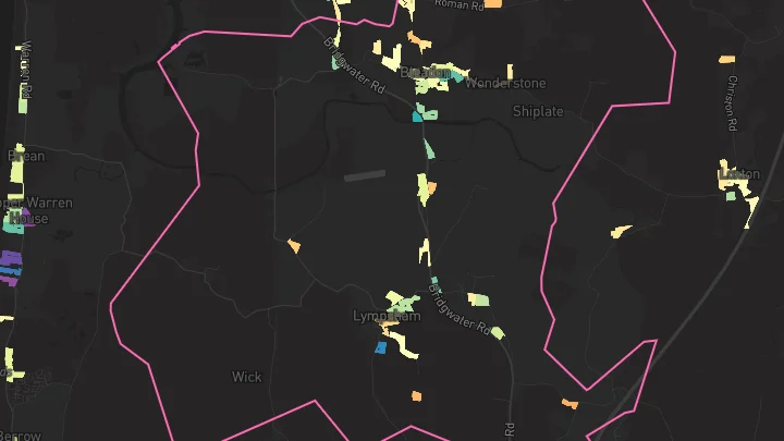 House price heatmap showing property values across Bleadon