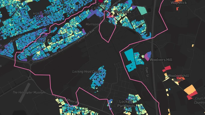 House price heatmap showing property values across Weston-Super-Mare