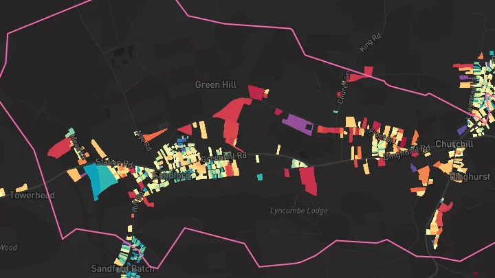 House price heatmap showing property values across Sandford