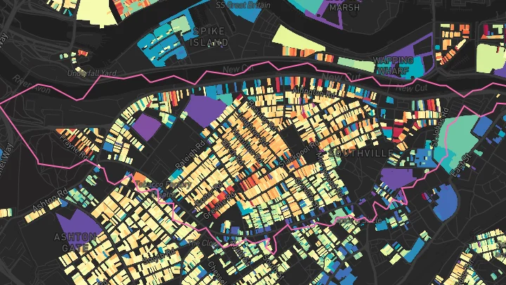 House price heatmap showing property values across Southville