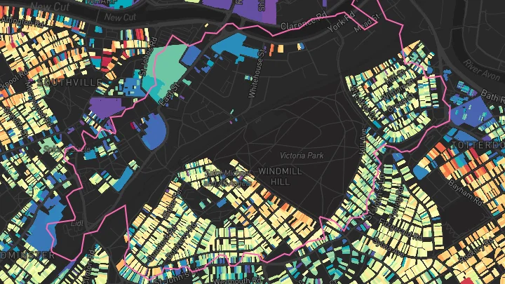 House price heatmap showing property values across Bristol