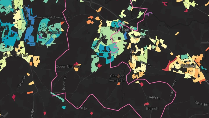House price heatmap showing property values across Keynsham