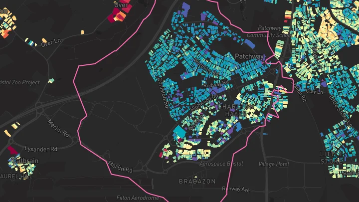 House price heatmap showing property values across Patchway