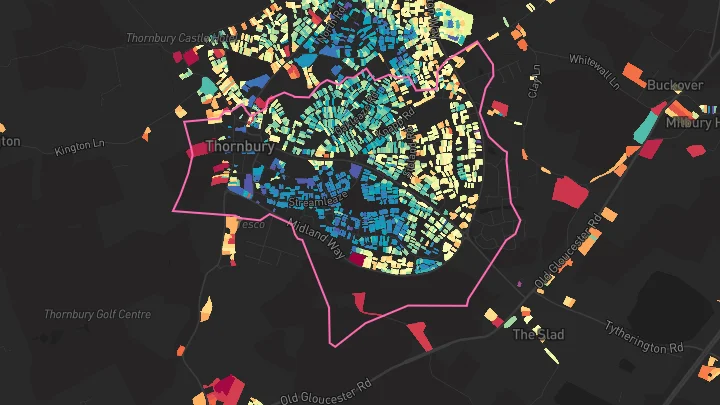 House price heatmap showing property values across Thornbury