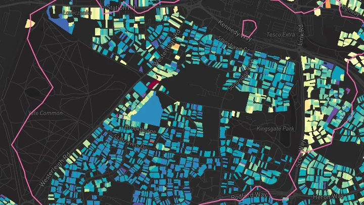House price heatmap showing property values across Yate