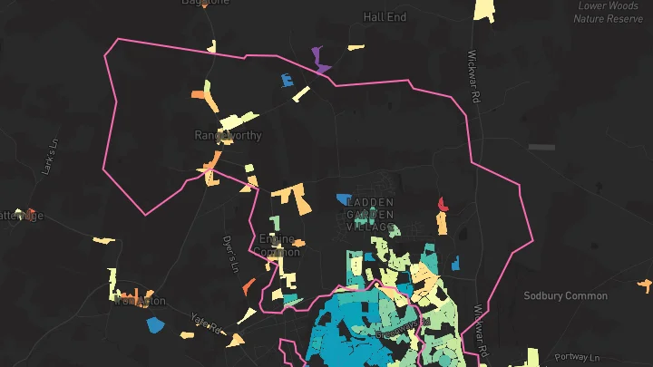 House price heatmap showing property values across Yate