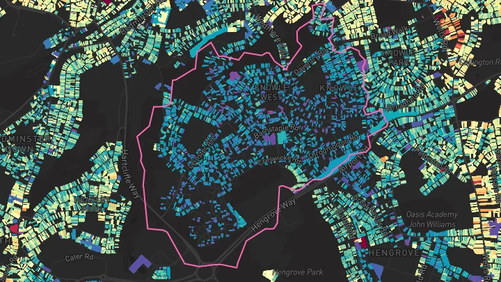 House price heatmap showing property values across Bristol