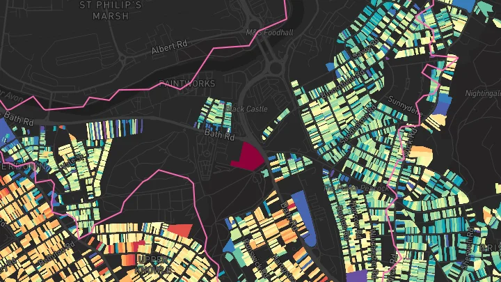 House price heatmap showing property values across Bristol