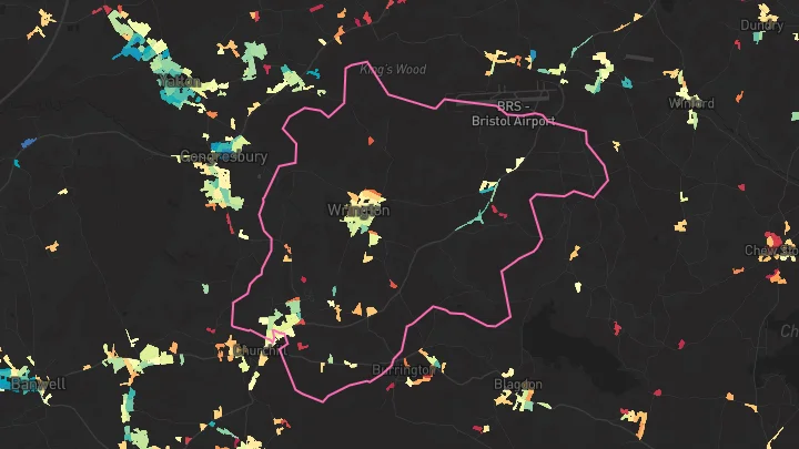 House price heatmap showing property values across Wrington