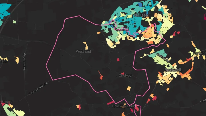 House price heatmap showing property values across Nailsea