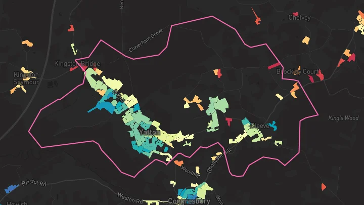 House price heatmap showing property values across Yatton
