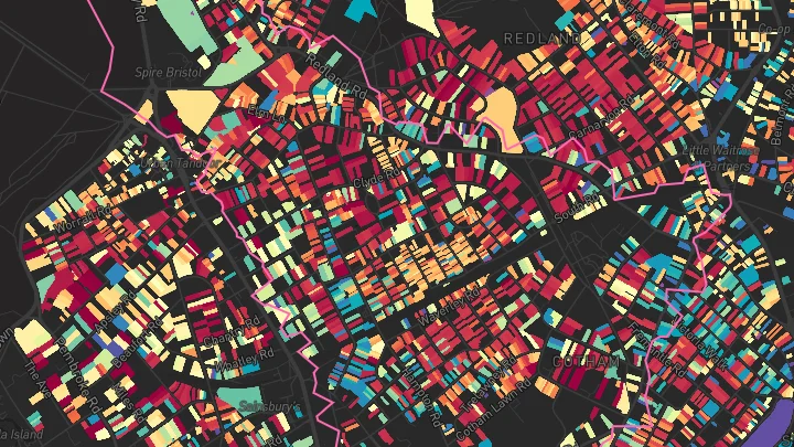 House price heatmap showing property values across Bristol