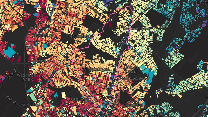 House price heatmap showing property values across Bristol