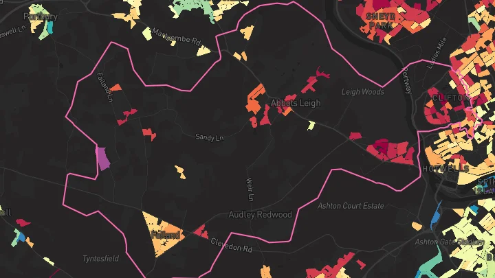 House price heatmap showing property values across Clifton