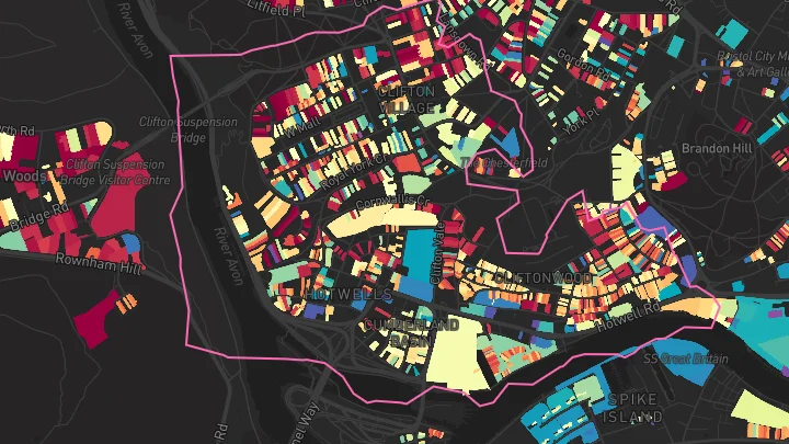 House price heatmap showing property values across Bristol