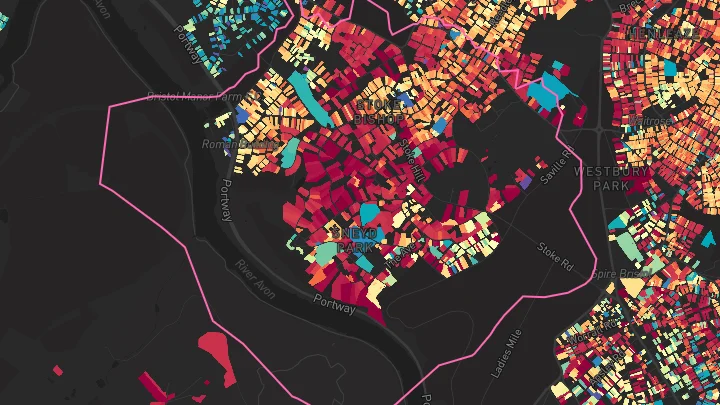 House price heatmap showing property values across Bristol