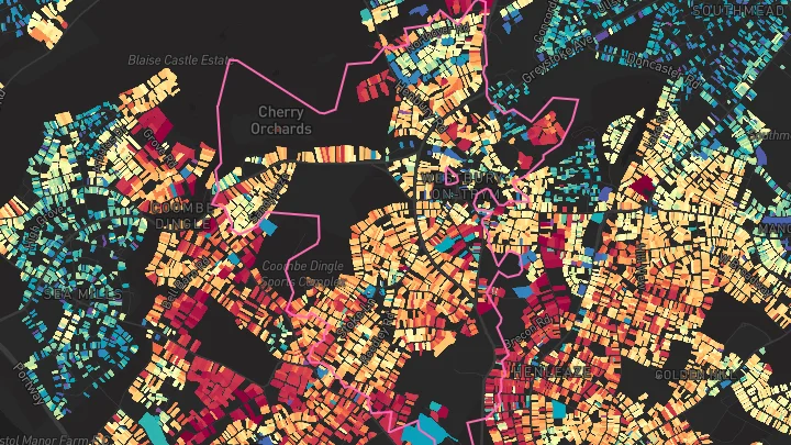 House price heatmap showing property values across Bristol