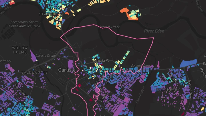 House price heatmap showing property values across Carlisle