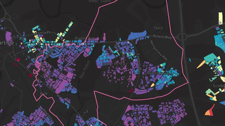 House price heatmap showing property values across Carlisle