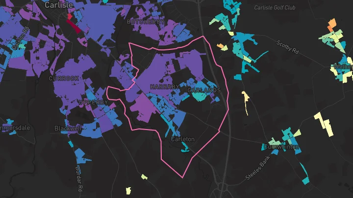 House price heatmap showing property values across Carlisle