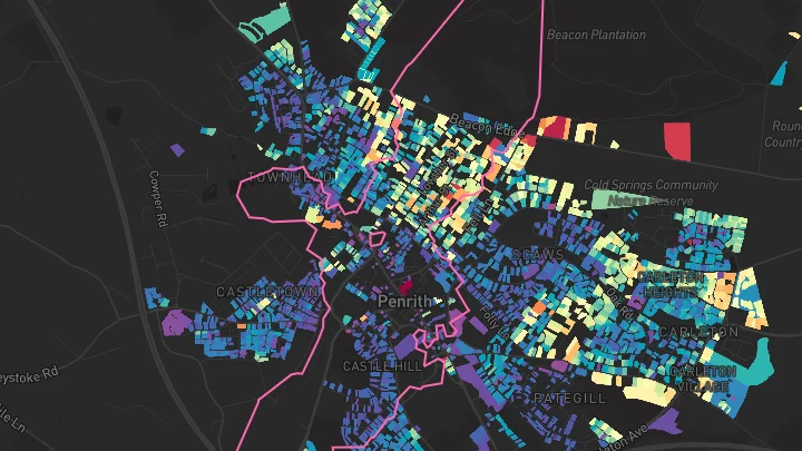 House price heatmap showing property values across Penrith