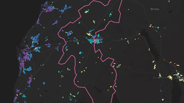 House price heatmap showing property values across Cockermouth