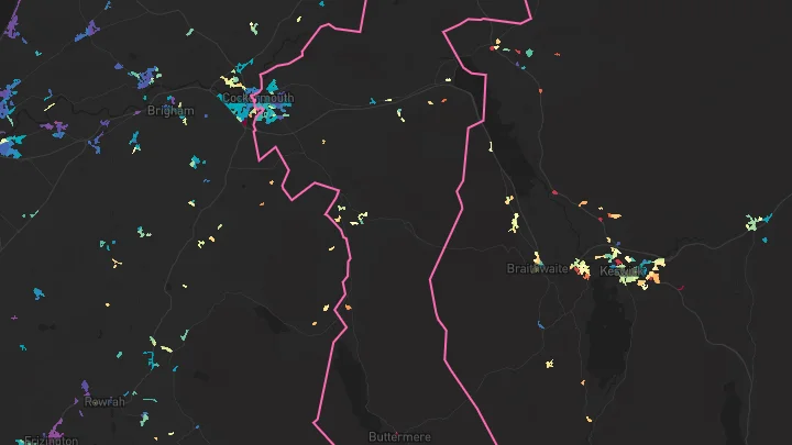 House price heatmap showing property values across Cockermouth