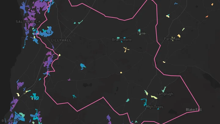 House price heatmap showing property values across High Harrington
