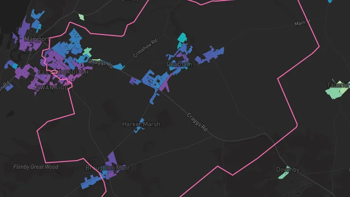 House price heatmap showing property values across Dearham