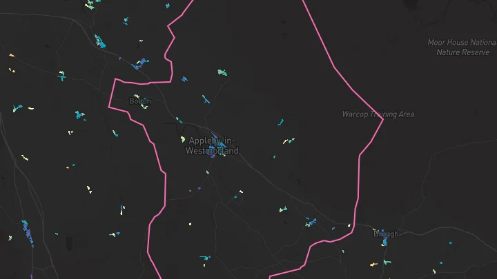 House price heatmap showing property values across Appleby-In-Westmorland
