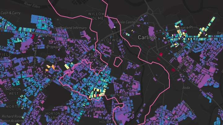 House price heatmap showing property values across Carlisle
