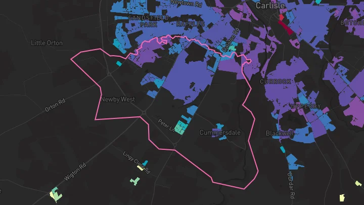 House price heatmap showing property values across Carlisle