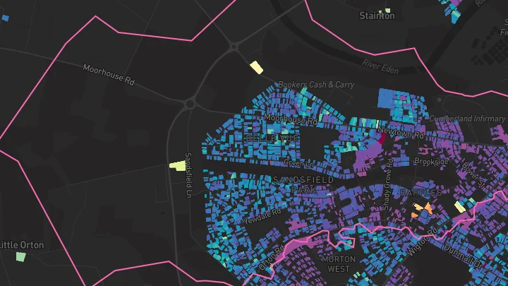 House price heatmap showing property values across Carlisle