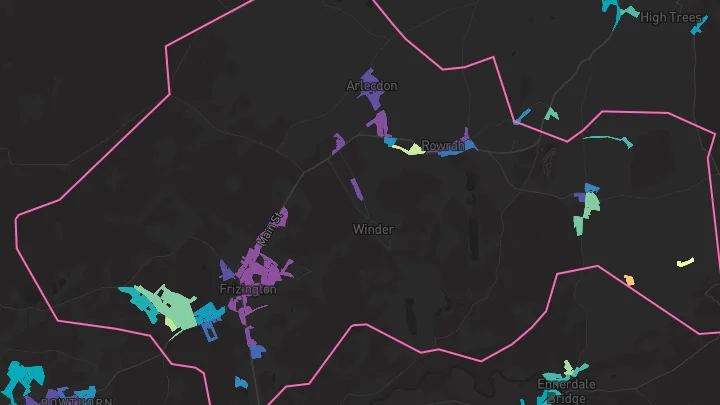 House price heatmap showing property values across Frizington