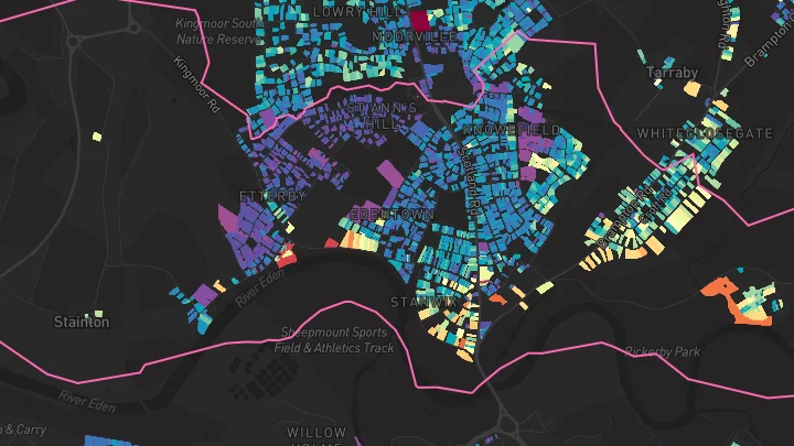 House price heatmap showing property values across Carlisle